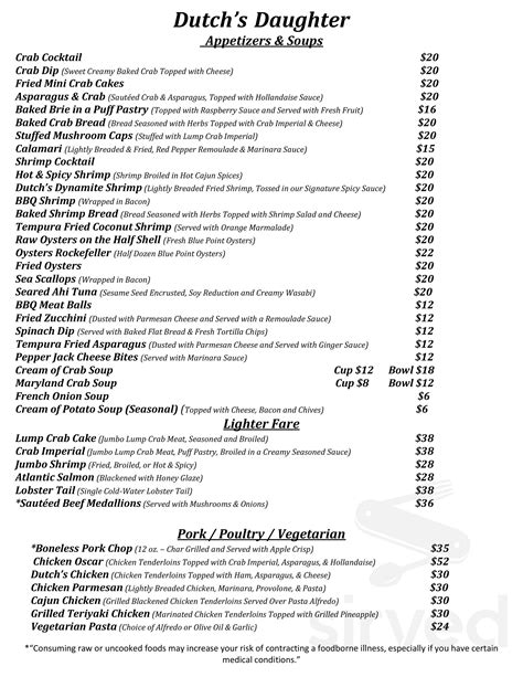 Duchess Daughter Menu at Peter Chavez blog