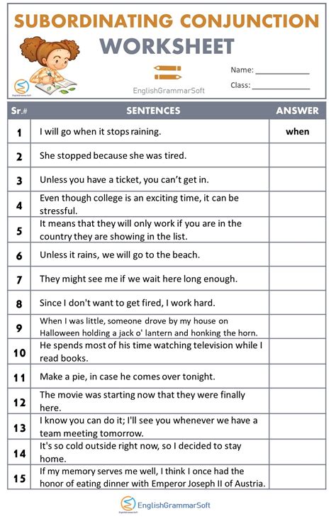 What is a Subordinating Conjunction? Examples, Worksheet & List ...