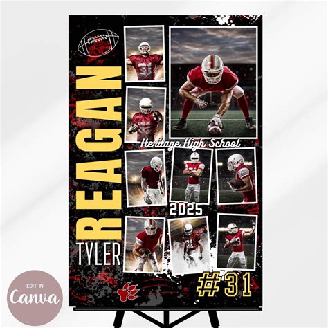 Football Homecoming Poster: 9 Photo Collage, Senior Night Design (canva ...