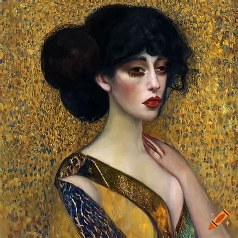 Portrait of a woman with gold details on Craiyon