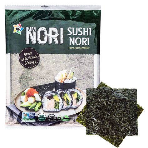 KIMNORI Organic Sushi Nori Seaweed Sheets 10 Full Size Rolls - Gluten ...