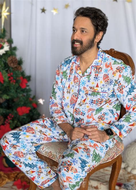 Christmas Cotton Pajama Set, Men | Christmas Rock - White – Tura Turi