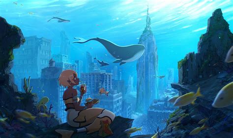 Underwater Lost City of New York HD Mermaid Wallpaper, HD Artist 4K ...