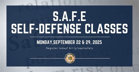 S.A.F.E. Self-Defense Class, Sheriff WS Jones Center 1900 Frederick Rd ...