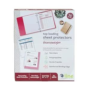 C-Line Top Loading Heavyweight Poly Sheet Protectors, Non-Glare, 8.5 x ...