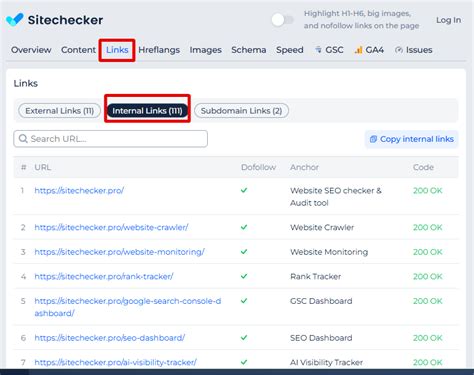 Find Internal Links for Page or Website | Sitechecker ☑