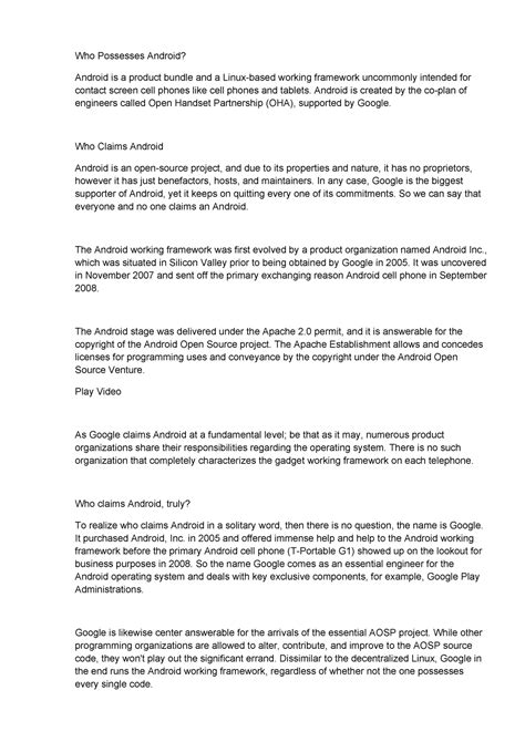 Owning of Android and its importance - Who Possesses Android? Android ...