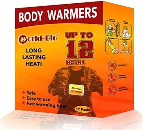 WORLD-BIO Body Warmers Patch Disposable with Adhesive Backing Gives 12 ...