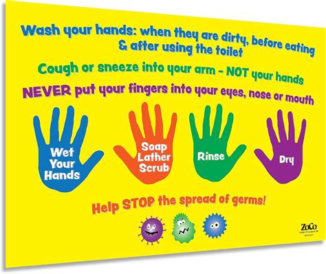 Laminated Hand Hygiene Poster for Kids - 12x18 Barbados | Ubuy