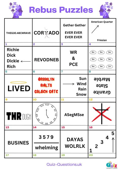 Rebus Puzzles with Answers - Free Printable Game