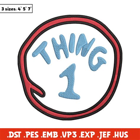 Thing 1 logo Embroidery Design, Embroidery File, logo Embroi - Inspire ...