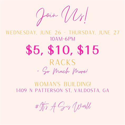 4th Anniversary Sale!, Woman's Building, Valdosta, 26 June 2024 ...