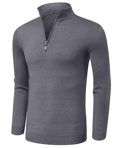 HAOMEILI Men's Quarter Zip Up Sweaters Slim Fit Lightweight Mock Neck ...