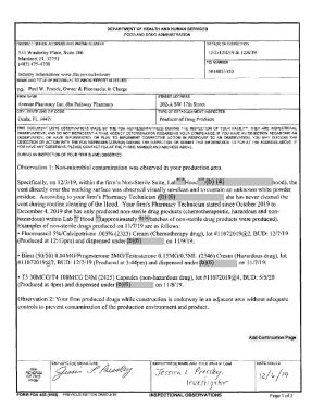 Fillable Online FDA Inspection Observations Form 483 (February / March ...