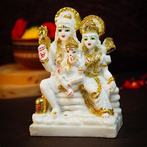 Ekhasa Aura Series Marble Dust Shiv Parivar Murti (5 inch) | Gold Plat ...