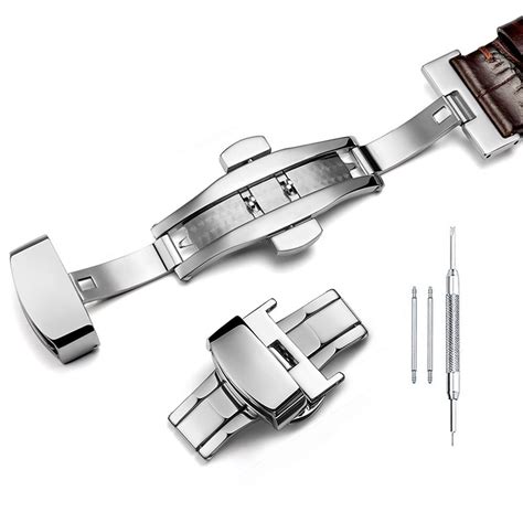 Stainless Steel Push Button Automatically Open Butterfly Buckle Watch ...