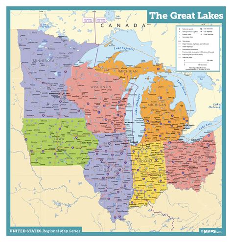 Printable Map Of Great Lakes States - Printable Word Searches