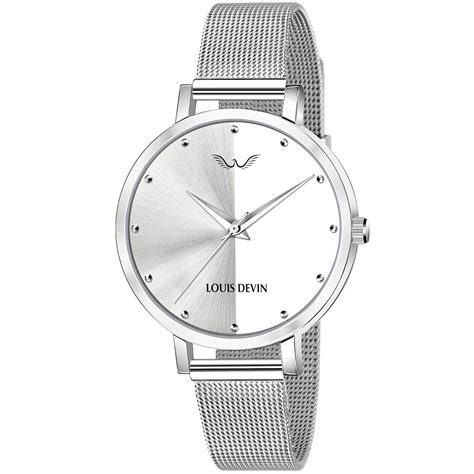 LOUIS DEVIN Stainless Steel Ld-L144-Slv-Ch Mesh Steel Chain Analog ...