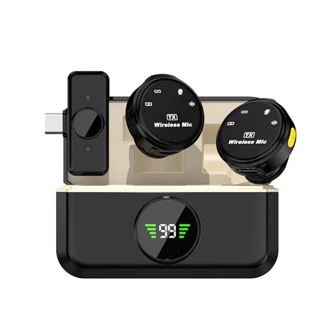 GADGETSWEAR Q8 Dual Wireless Lavalier Microphone with LED Display Case ...