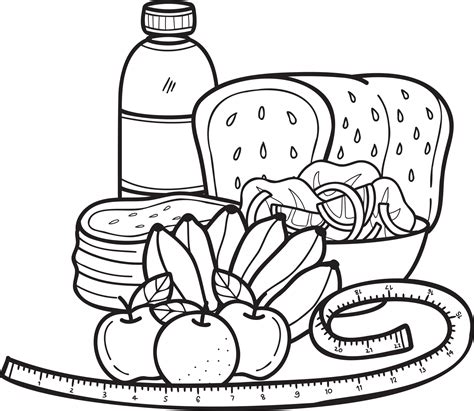 Hand Drawn Healthy Food Set illustration in doodle style 18974411 PNG