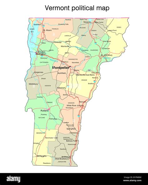 Vermont state political map Stock Photo - Alamy
