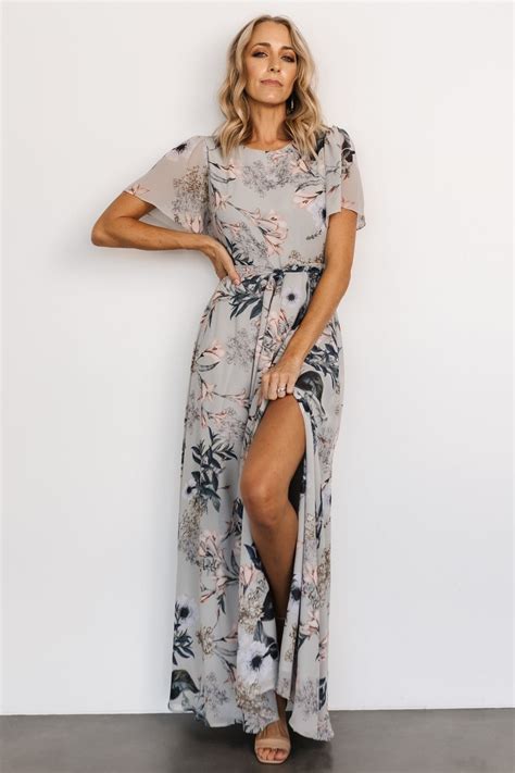 Naomi Short Sleeve Maxi Dress | Pale Blue Floral - Baltic Born