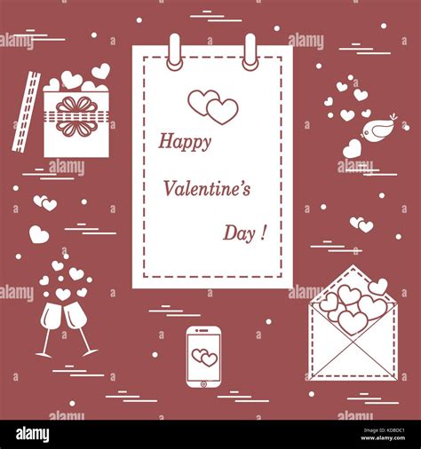 Cute vector illustration: calendar with Valentine’s Day, gifts, postal ...