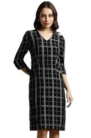 Allen Solly Women's Polyester Blend Asymmetrical Knee-Length Dress ...