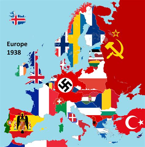 Flag map of Europe 1938 | Flag, Flag of europe, Poland history