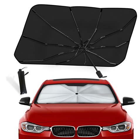 EcoNour Car Windshield Sun Shade, Umbrella Car Sun Shade – Foldable Glass Fiber Car Shade, UV ...