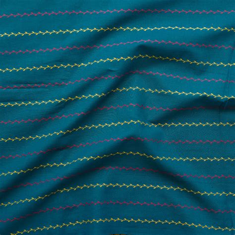 Pure Cotton Handloom Blue With Tiny Creeper Woven Fabric – Sanskruti
