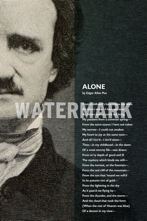 Edgar Allan Poe Poem Alone Poster Original Art Print Photo | Etsy