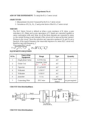 Experiment No 9 BEE - EXPERIMENT NO: 9-A AIM OF THE EXPERIMENT: Study ...