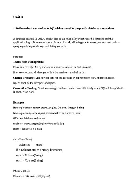 SQLAlchemy & Flask CRUD Operations - Unit 3 Overview - Studocu