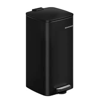SONGMICS Kitchen Bin, 8-Gallon (30 L) Trash Bin, Steel Pedal Bin, with ...