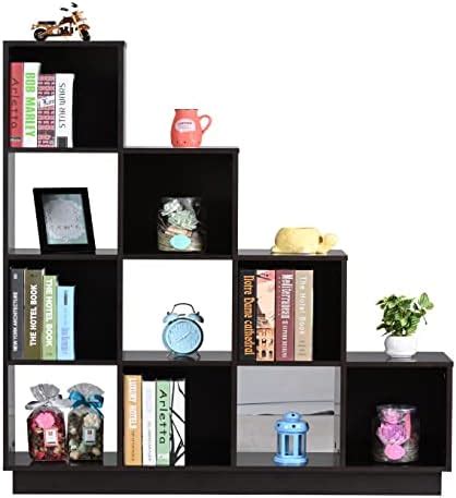 ABOUT SPACE Book Shelf - 5 Tier L-Shaped Unique Step Pattern Book Stand ...