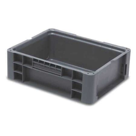 Ssi Schaefer Straight Wall Container, Charcoal, Polypropylene, 12 in L ...