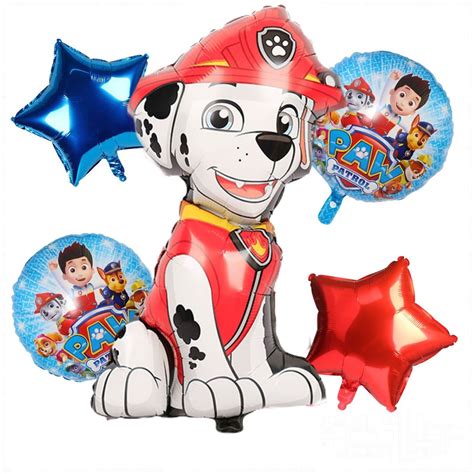 Buy LA FIESTA 5 Pc Marshall Paw Balloons – Paw birthday Supplies for ...