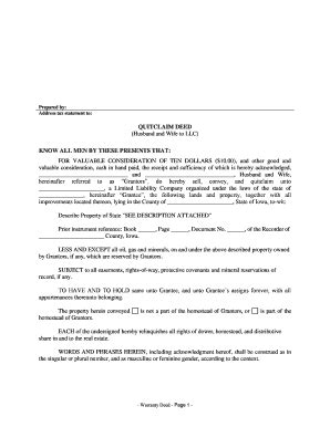 Quitclaim Deed Template - Blank Fillable Template | Fill Out, Print ...