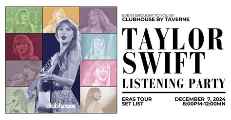 Taylor Swift Listening Party - Eras Tour Set List at Clubhouse by ...