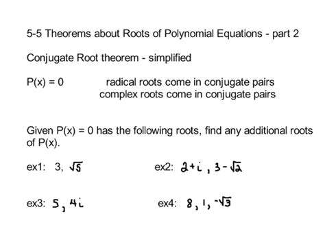 SOLUTION: 5 5 theorems about roots of polynomial equations part 2 ...