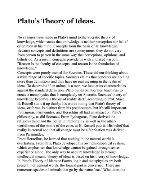 Plato's Theory of Ideas - Greek Philosophy - AMU - Studocu