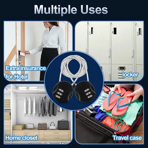 Buy 4 Pieces 3 Digit Combination Lock Wire Stroller Waterproof Padlock ...