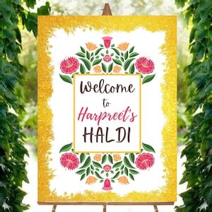 Buy Haldi Sign Haldi Welcome Sign Digital Sign Mehndi Sign Gaye Holud ...