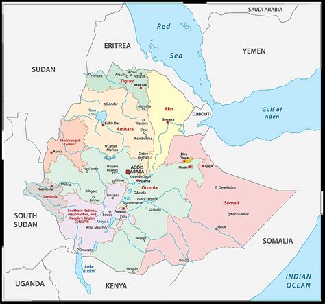 Ethiopian highlands physical map