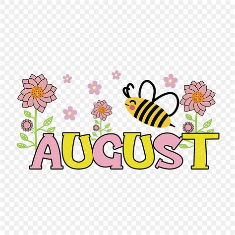 Palavra Agosto Clip Art Hello August August Month Vector Flowers: