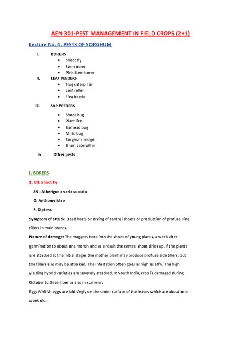 AEN 301- Lecture 4 ^0 5 - AEN 301-PEST MANAGEMENT IN FIELD CROPS (2+1 ...