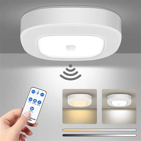 Motion Sensor Indoor Battery Operated Ceiling Lights, 300 Lumens Bright ...