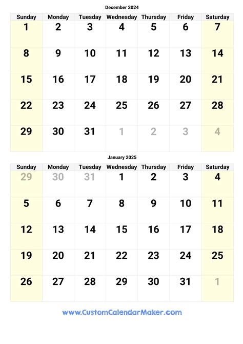 Free Dec Jan Calendar Printable 2024: Plan Now! - Printables for Everyone