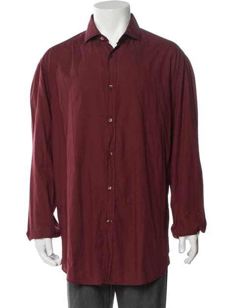 Brunello Cucinelli Long Sleeve Dress Shirt - Burgundy Dress Shirts ...
